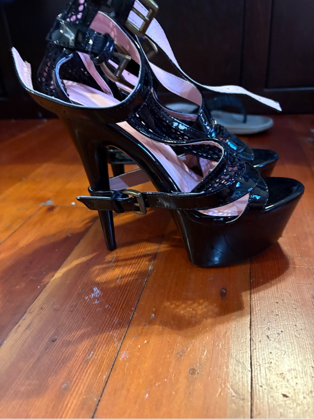 Women’s Black Patent Platform High Heel Sandals